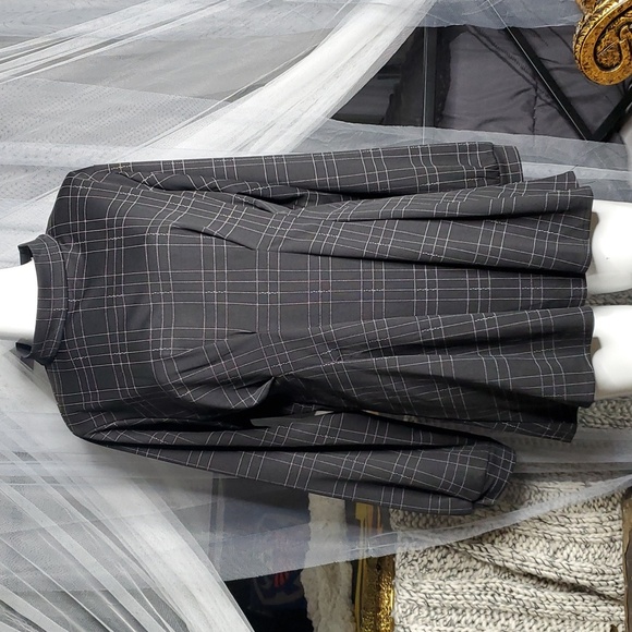 NWOT Plaid Lantern-sleeve Pleated Dress from Modakawa MED Black&White - Picture 1 of 5
